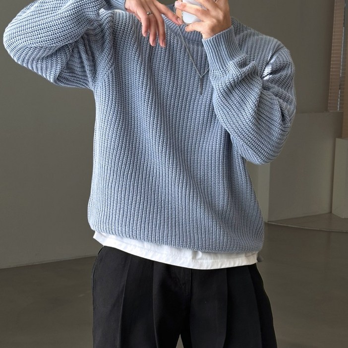 빠델 남녀공용 하찌 라운드 오버핏 니트