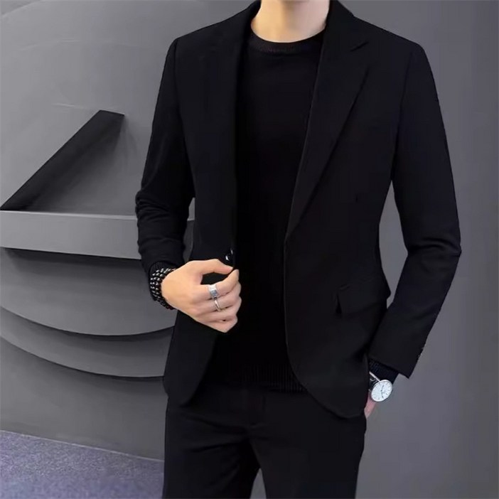 AOKADA 남자 프랑스 슬림핏 베이직핏 솔리드 비즈니스 결혼식 하객룩 면접 오피스룩 들러리 럭셔리 캐주얼 데일리 양복 상의 자켓 블레이저  남성 정장