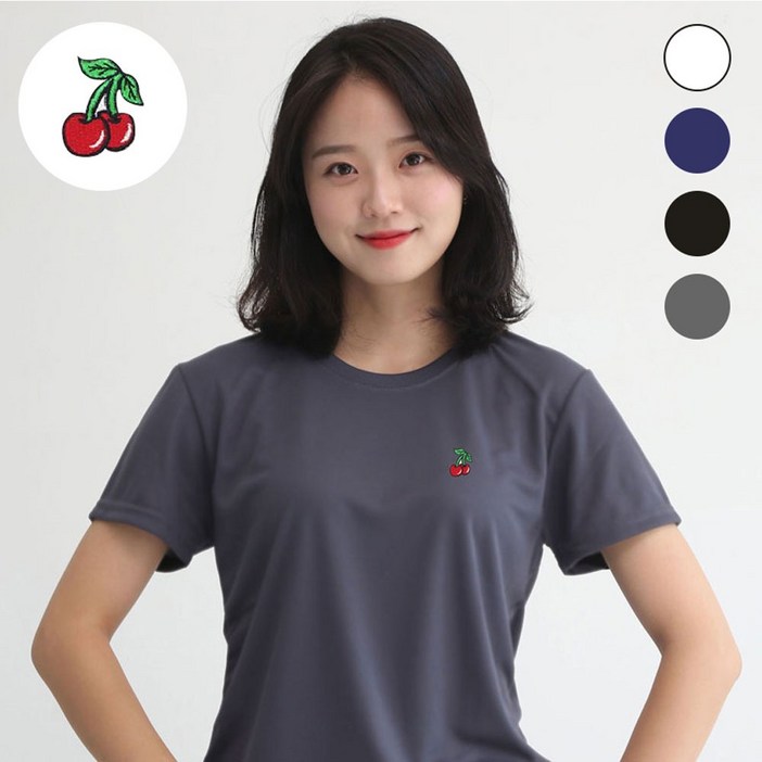 멋지군 쿨론 기능성 pk 빅사이즈 체리 자수 반팔 쿨 티셔츠