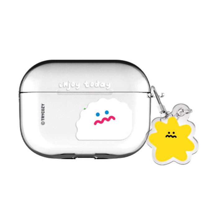 투데이 에어팟프로 / 에어팟프로2 클리어 케이스+키링 세트, 투데이-옐로우, AirPods Pro(2세대), 1개