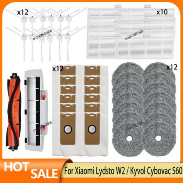 Lydsto W2 호환 Kyvol Cybovac S60 AICLE INS-200 inic iX10 TAMA 올인원 맥스 예비 부품 브러시 필터 걸레 먼지 봉투