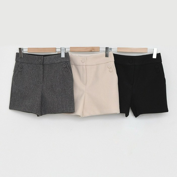 여자골프반바지 버튼 울 기모 숏팬츠 여성 겨울 골프반바지 여자 가을 골프팬츠 기모반바지 모직 3부반바지 모직반바지 겨울반바지