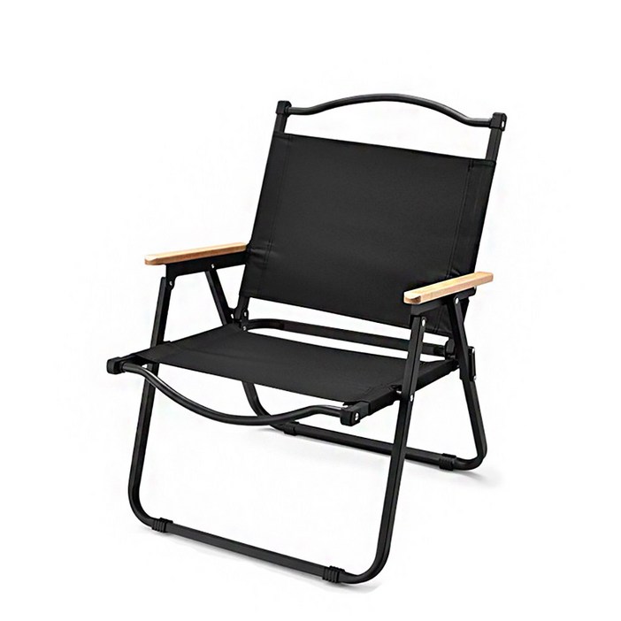블랙메탈 프레임 휴대용 감성 캠핑의자, 블랙 대형, 1개