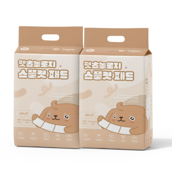 펫츠놀로지 사용한 부분만 교체하는 스플릿 배변패드, 2개, 150개입