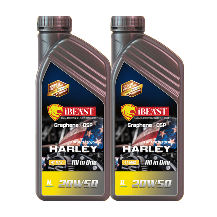 아이비스트 4T 20W50 오토바이 엔진오일 SN MA2 4행정용 할리데이비슨 무료배송, 2개, 1L, 20W50