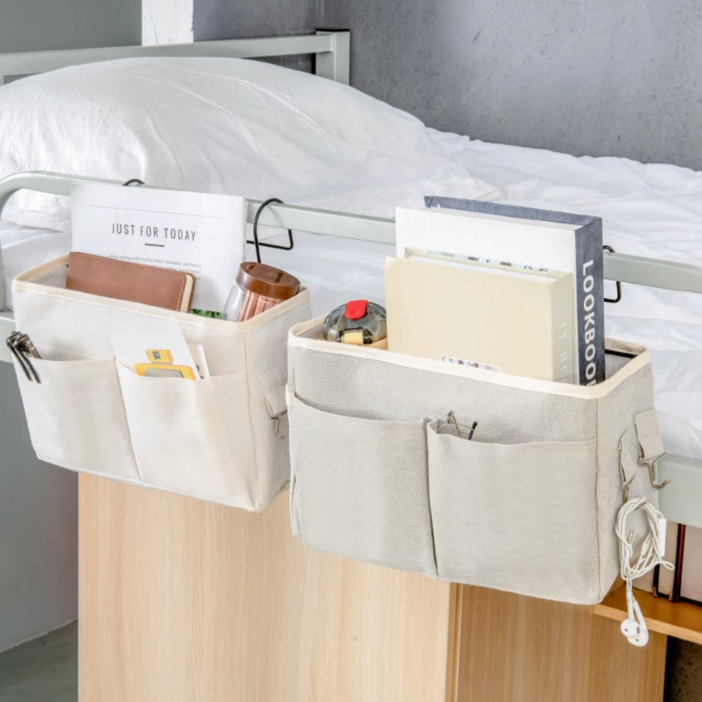 다커버 옥스포드 침대 걸이형 정리함, 아이보리, 1개