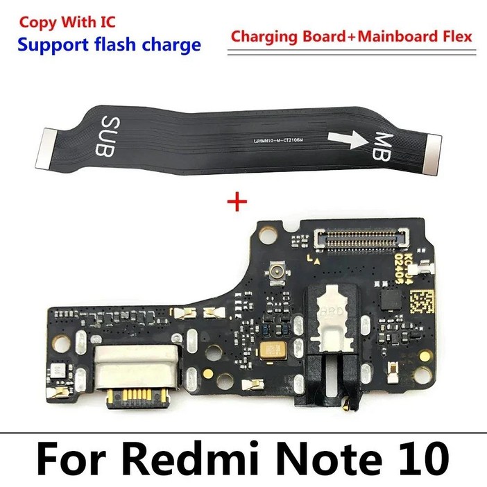 USB 충전 포트 마이크 커넥터 메인 마더보드 LCD 플렉스 케이블 교체 부품 Redmi Note 10  10S