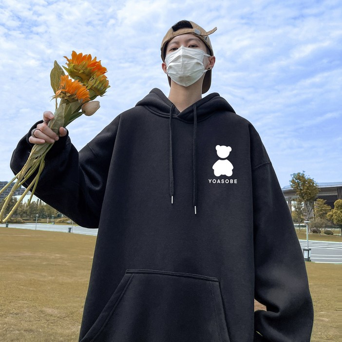 면고품질후드남가을면폴리에스터
