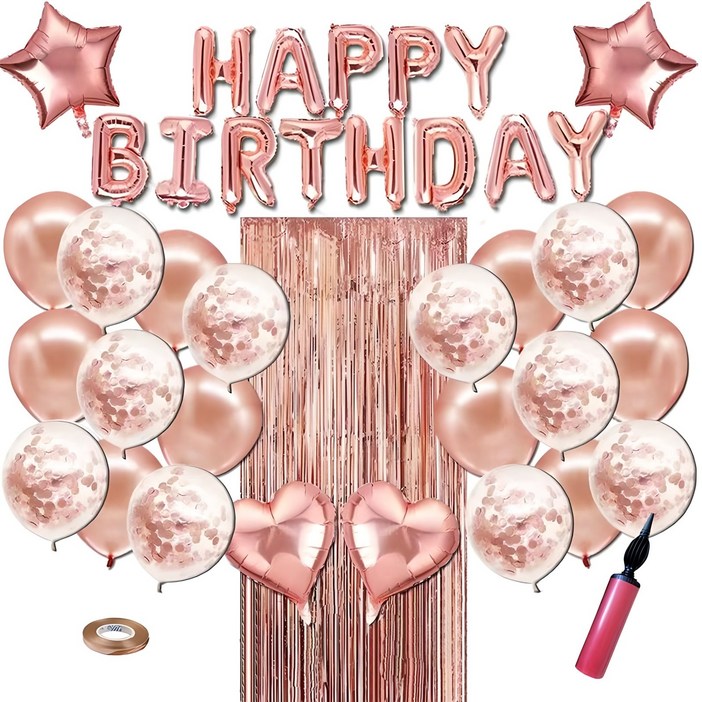 뷰라뷰 해피벌스데이 생일 파티 풍선 풀세트 + 손펌프 + 풍선테이프