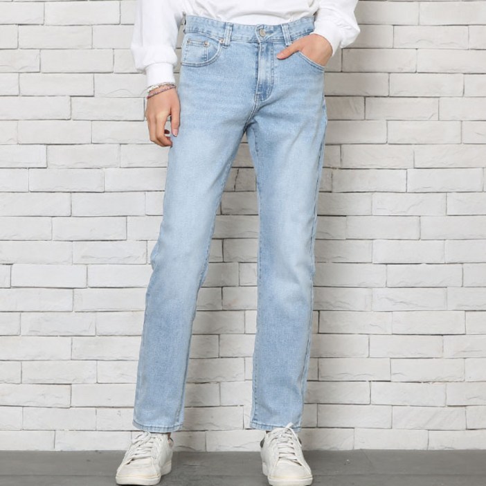 위드진 남성 청바지 댄디 라이트 워싱 슬림스판 데님