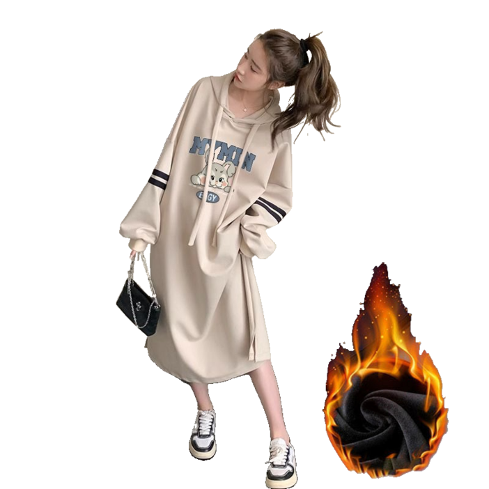 여성 빅 사이즈 기모 환절기 원피스 추동  따뜻한 데일리룩 원피스 뉴타임즈 1230YD20M