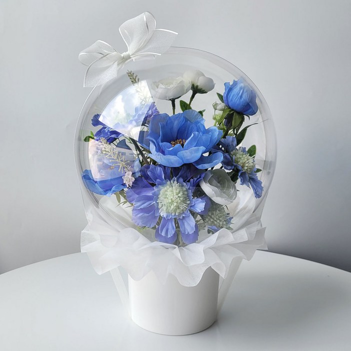 수비니샵 파스텔블루 아크릴꽃풍선 터지지않는 레터링풍선 칠순 환갑 졸업식 꽃다발 쇼핑백증정, 1개, 파스텔블루 아크릴꽃풍선