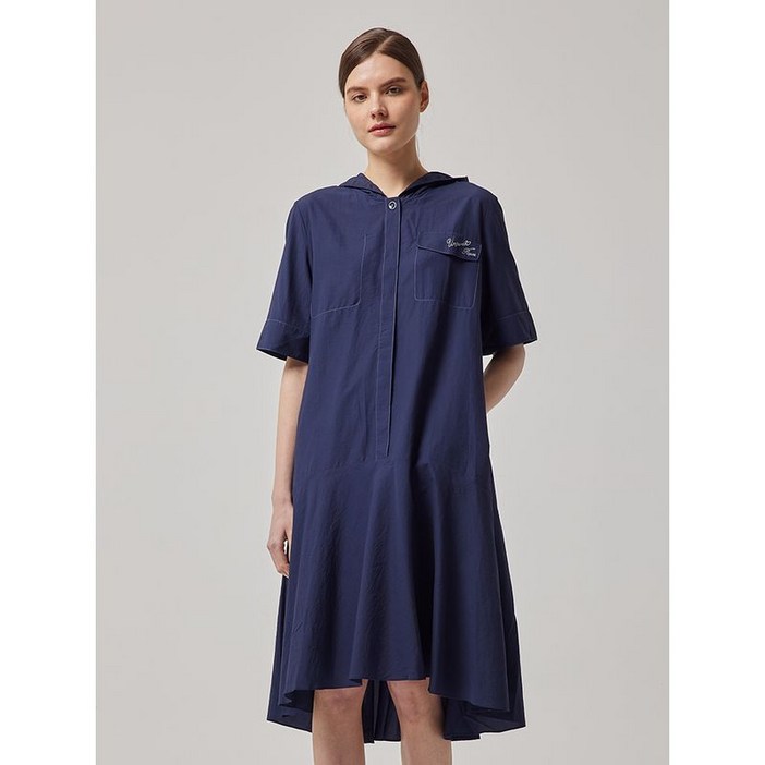 크로커다일레이디 네이비 후드 포인트 데님 롱 원피스 CLCMOP105