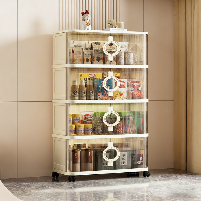 LOVFIR 미닫이 수납장 하우블렌 이동식 접이식 대용량 정리함 거실 부엌 침실 리빙박스 폴딩박스