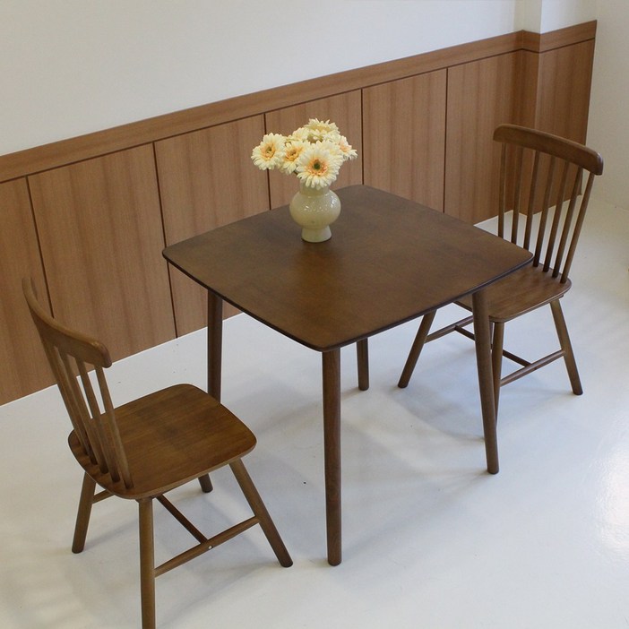 소프트 2인테이블 750 고무나무 원목 식탁 업소 식당 가게