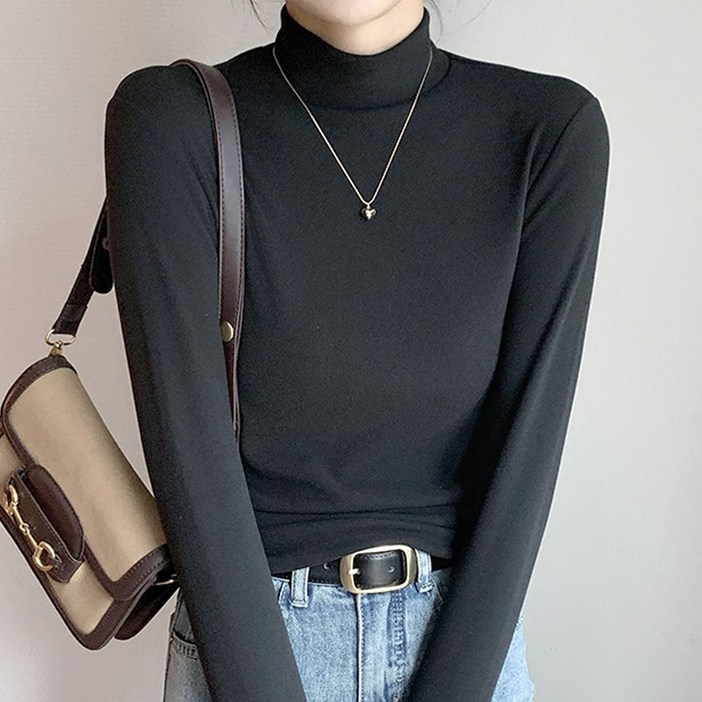 바바 여성 소프트 웜 도톰기모 반목티 긴팔 티셔츠