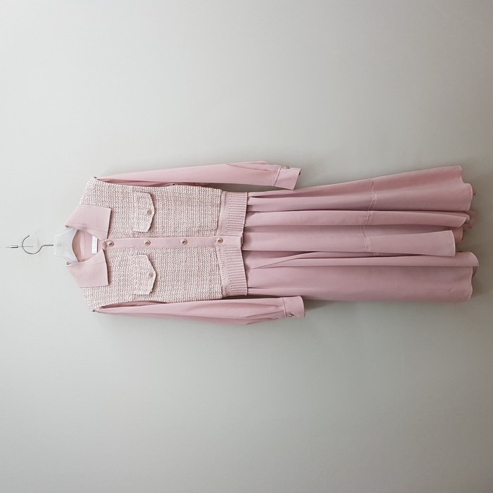 (중*고) SJSJ 2023 트위드 배색 플리츠 롱 원피스 82-94-160