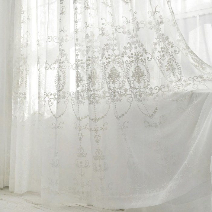 자수 레이스 커튼 포인트 쉬폰 24평 34평 거실 유럽풍