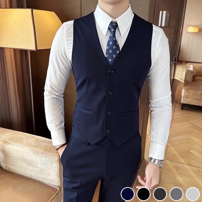 Titikong 남자 브이넥 양복조끼 베스트 정장조끼 빅사이즈 고급 신랑 턱시도조끼