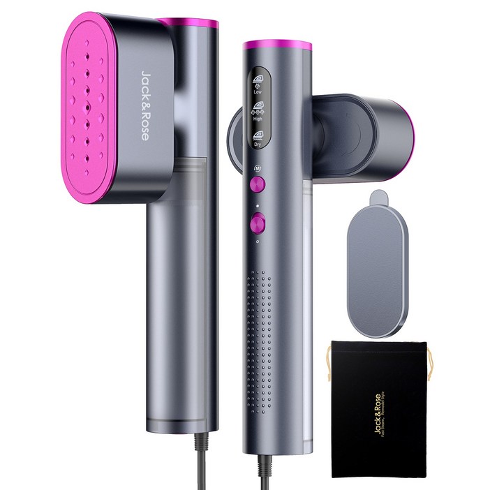 Jack & Rose 핸디형 스탠드 스팀다리미 | 여행용 휴대용 15초 급속 예열 스팀&다리미 2in1 (100-220V 듀얼 전압) | 글로벌/유럽용 여행 사이즈, Purple, SC-001