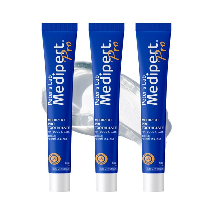 피터스랩 메디퍼트 프로 6중 효소 프로폴리스 강아지 고양이 치약 구강질환 잇몸 치태 치석 입냄새 케어, 3개, 60g