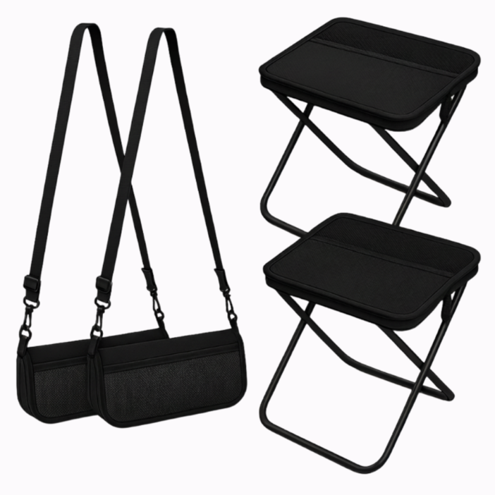 하우모어 11 휴대용 접이식 의자 초경량 대형 120kg 하중, 2개, 블랙