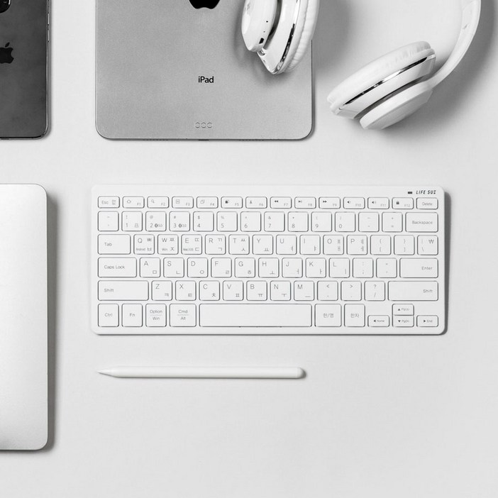 라이프썸 미니 블루투스 키보드(LFS-HA43) C타입 충전식 휴대용 3대기기 멀티 페어링 저소음