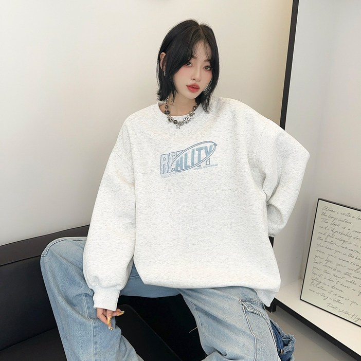 편안한42 패션 심플 맨투맨 오버핏 남녀공용 긴팔 티셔츠