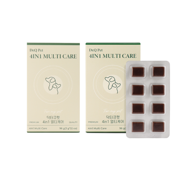 특허 유산균 닥터큐펫 4IN1 멀티케어 강아지유산균 종합영양제 장 면역력 피부 구강, 32정, 종합영양제, 2개