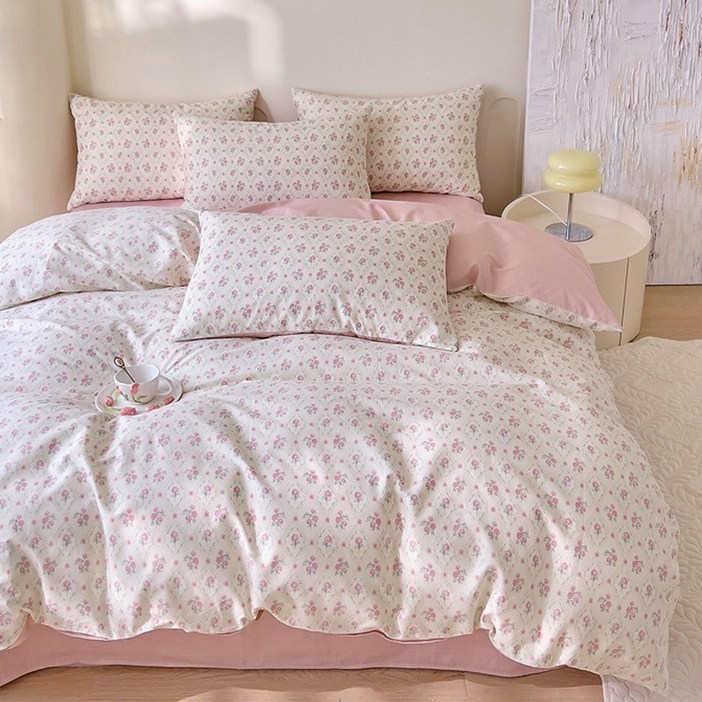 부드러운 순면 이불커버 단품 고밀도 워싱 양면커버 침구 사계절용 싱글/슈퍼싱글/더블/퀸/킹/라지킹