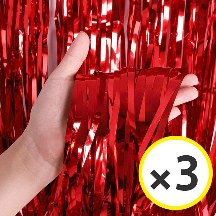 크리스마스 세트 풍선 가랜드 파티장식 소품 혼합풍선 트리 데코 홈파티용품 [에브리띵스마일] 1077, 레드 파티커튼 3P, 1세트