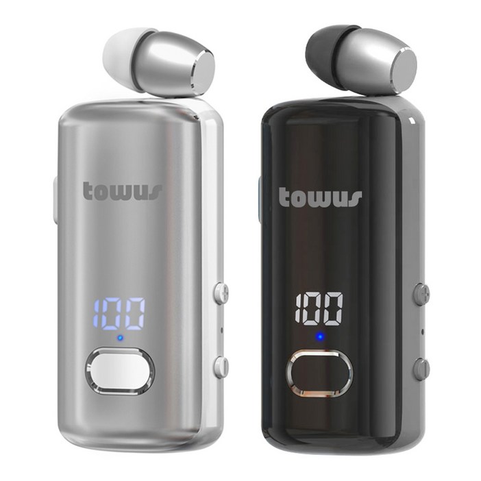 토어스 TOWUS B90C 핸즈프리 원터치 집게형 클립형 멀티페어링 C타입 블루투스 무선 이어폰, 실버