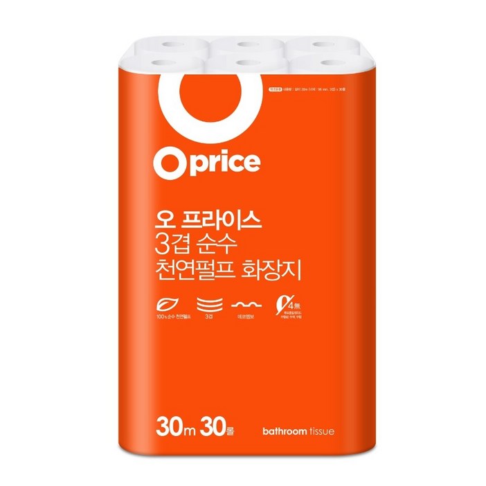 오프라이스 3겹 천연펄프 화장지 30m