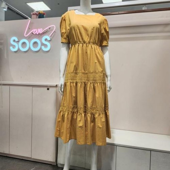 수스 HS04  스퀘어넥 티어드 원피스 S242NOP539