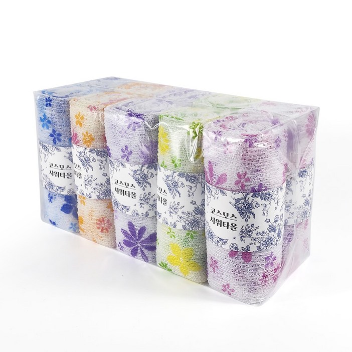 국내생산 까슬시원한 코스모스 샤워타올, 1개, 10개입, 혼합색상