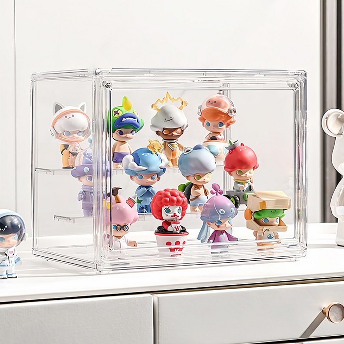 Curious Pony 피규어 장식장 투명 아크릴 케이스 탈부착 가능한 계단형 선반