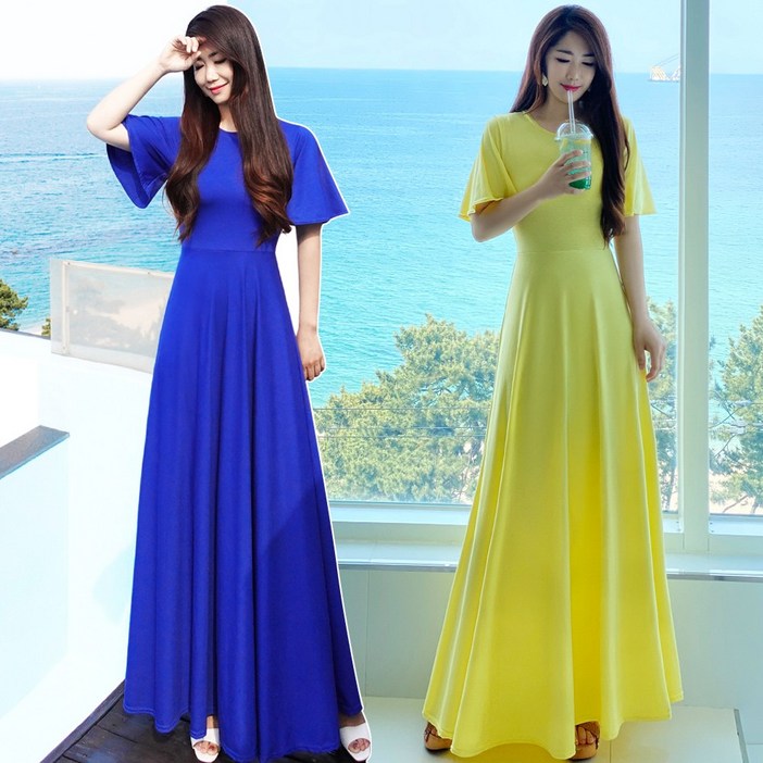 제이앤지니 자체제작 DRr210 엔젤날개 맥시 롱원피스 빅사이즈 M L XL 단체복 예쁨