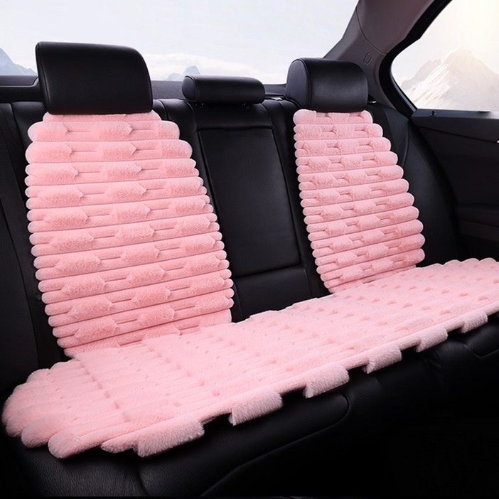 벤비아 포소미 털방석 앞 뒷좌석 세트 겨울 자동차방석 차량용 등커버 풀세트 따듯한 시트커버 귀여운방석 00789, 1세트, B5 핑크뮬리 뒤