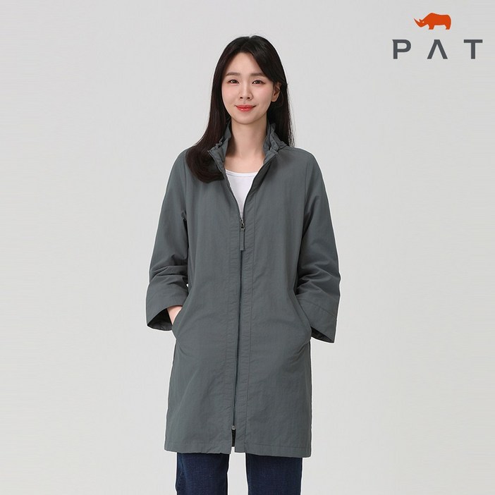 PAT 여성나일론 셔링 반후드 코트1I21104