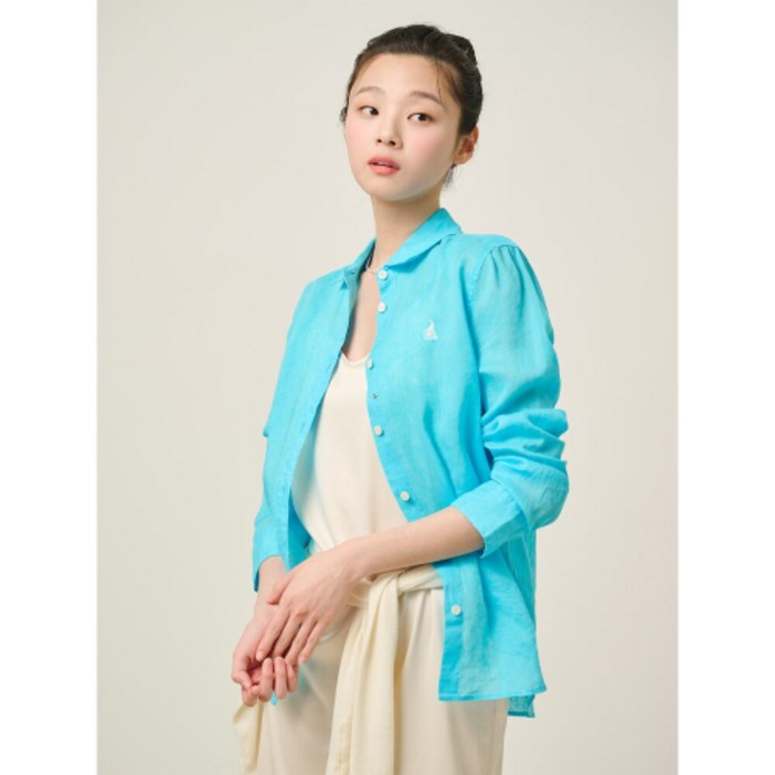 빈폴 레이디스 BEANPOLE LADIES Essential 리넨 솔리드 레귤러핏 셔츠 스카이블루 BF5364E01Q 570279