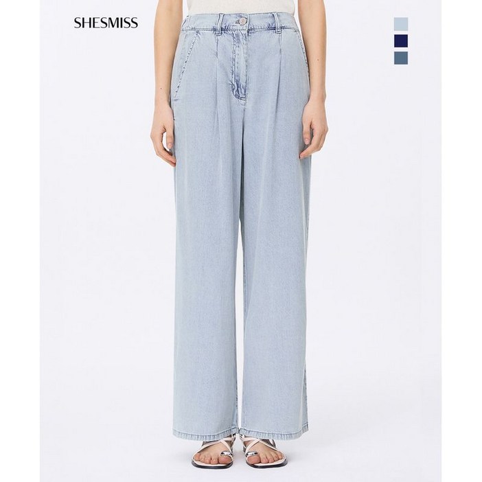 쉬즈미스 뒷밴딩 원턱 와이드 데님 팬츠_SSMSLP22130