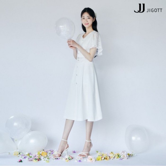 JJ지고트    레이스 케이프 메탈 버튼 원피스 GN6A0OP30