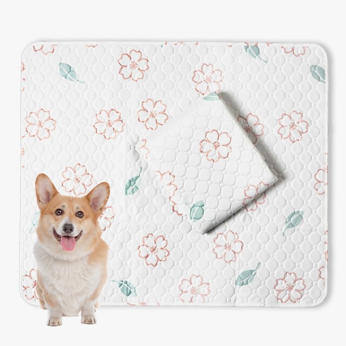 PLUPUP 화이트벚꽃 빨아쓰는 편리한 배변패드 간단하게 세탁할 수 있는 애견용 소변패드2장1세트, 1개, 2개입