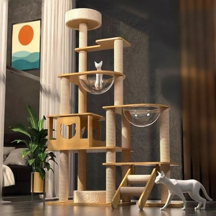 큐티 튼튼 대형 다단 우드 캣타워, 1개, A