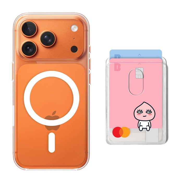 EVOL 2배자력 맥세이프 투명 케이스  2장수납 투명 맥세이프 카드지갑 세트