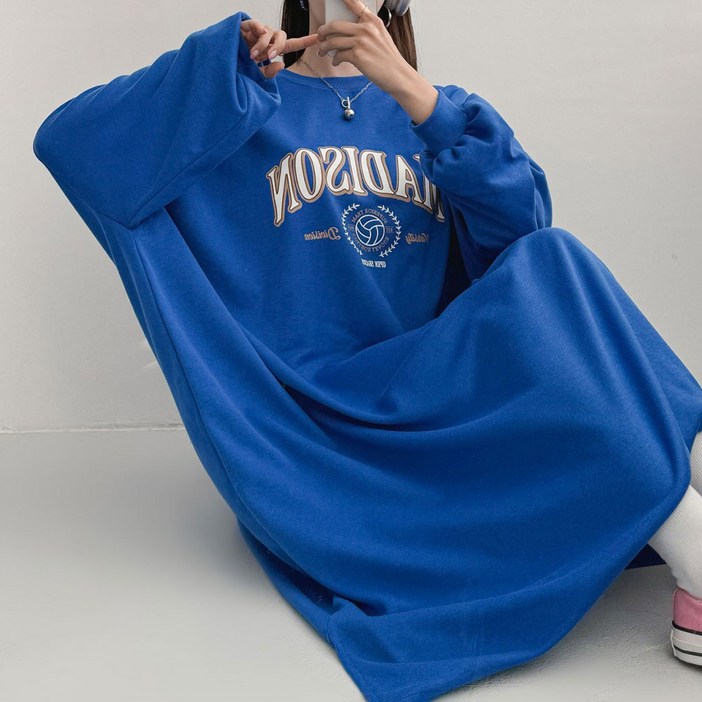 여성용 오버핏 긴팔 빅사이즈 롱원피스 봄여름 원피스