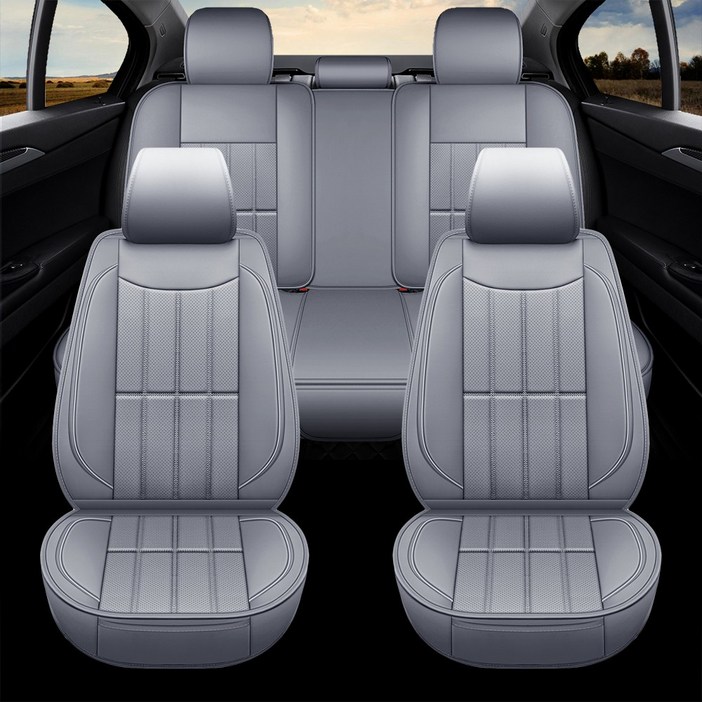 Novaseed 리무진시트커버, 통기 방수 방진, 합성 가죽 사계절용 자동차 시트커버, 대부분의 세단 및 SUV에 적합, Gray, 1세트