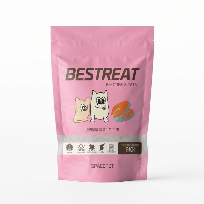 스페이스펫 베스트릿 동결건조 간식 강아지간식 고양이간식, 1팩, 140g, 연어 스페이스펫 베스트릿 동결건조 간식 강아지간식 고양이간식, 1팩, 140g, 연어