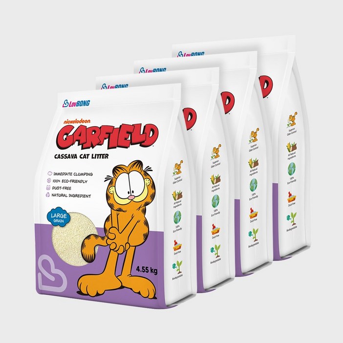 4개세트 가필드 고양이모래 보라굵은입자 4.55kg