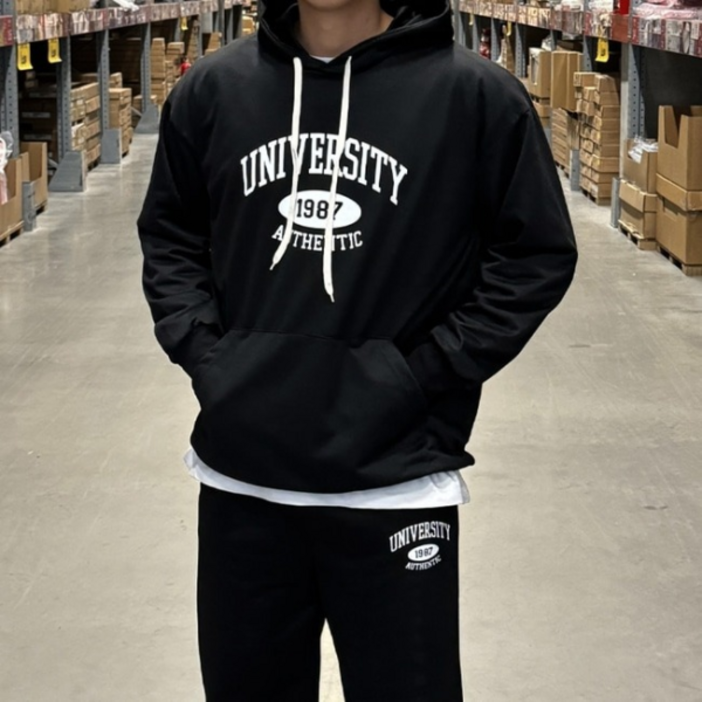 [2컬러][90~105]남자 1987 오버핏 봄 가을 레터링 후드티